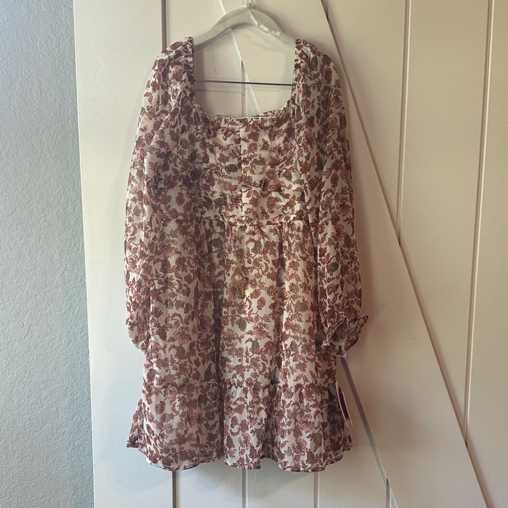Rare Editions Brown Floral Dress